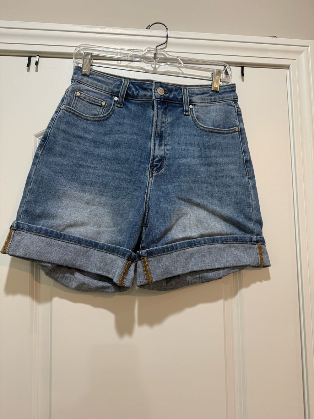Casual High-Rise Denim Jean Shorts - Blue